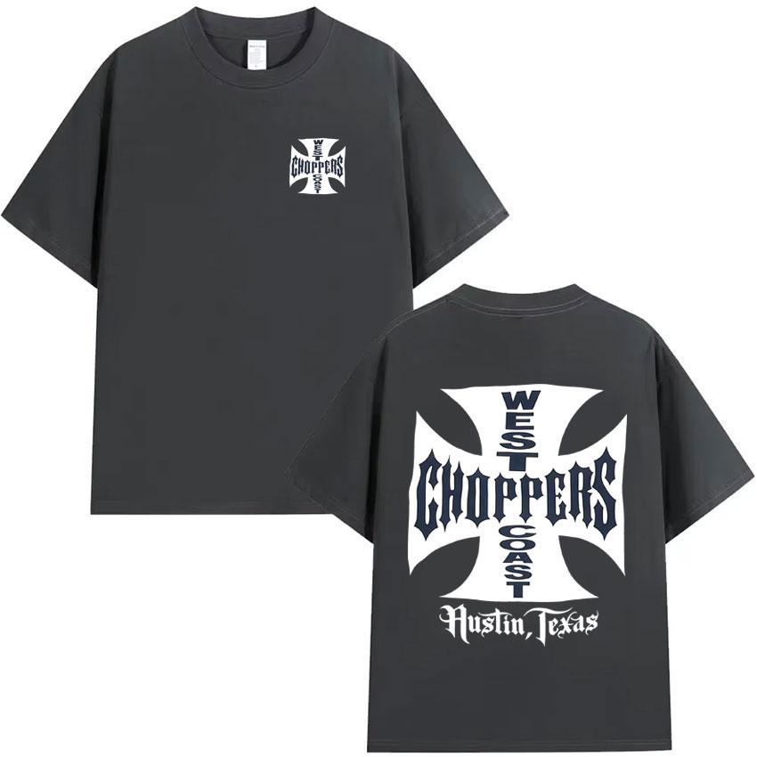 West Coast Choppers Pop Grafické Tričko Letní Vysoce Kvalitní Tričko Pánské Bavlněné Ležérní Krátký Rukáv Kulatý Výstřih Y2K Tričko Streetwear
