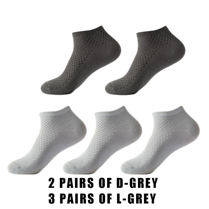 5 Pairs Men Short Socks Bamboo Fiber High Quality Crew Ankle Casual Business Breathable Soft Compression Low-Cut Socks for Male