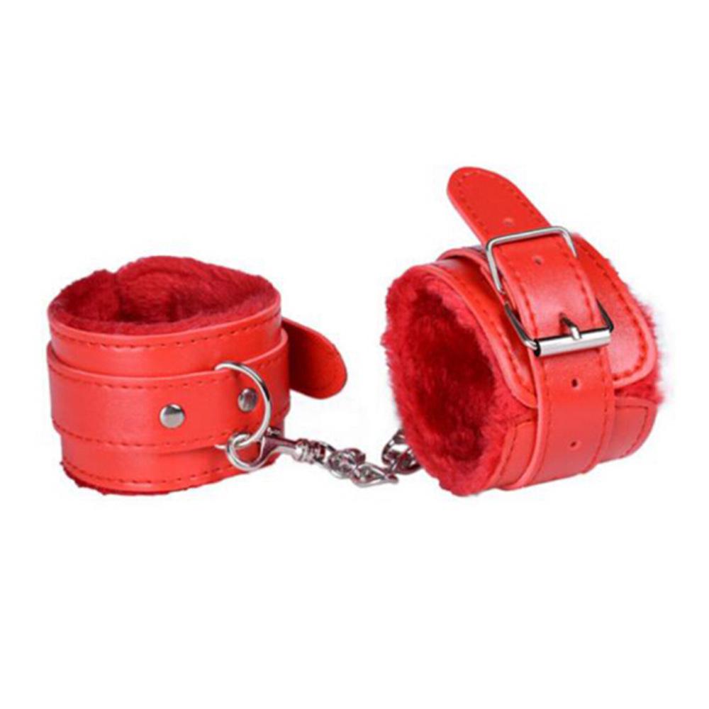 Leather SM Bondage Set: Handcuffs, Leg Cuffs, Plush Adult Toys