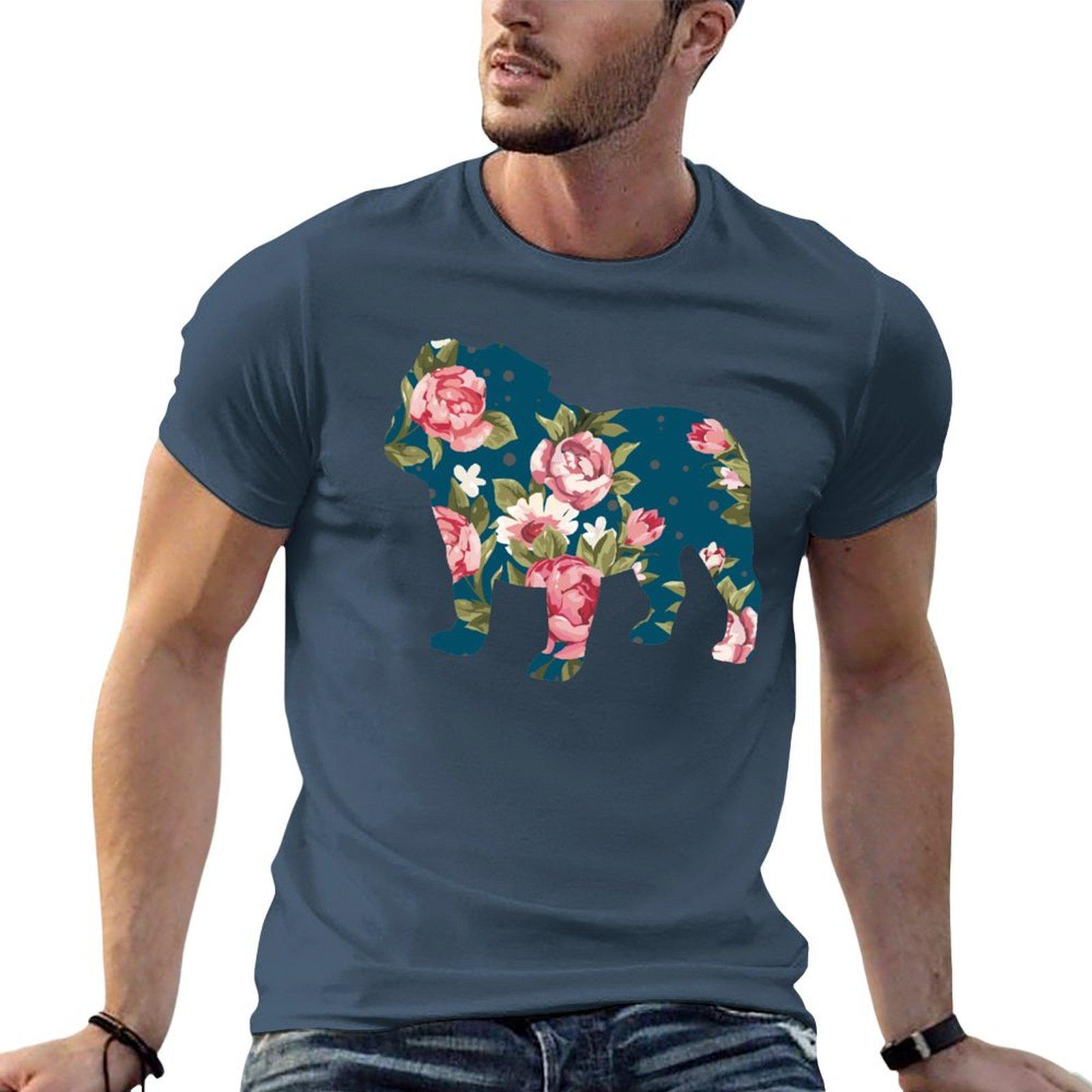 Floral English Bulldog Tshirt Essential T Shirt Unisex T Shirts Graphic Unisex T Shirts Cotton Tshirt S