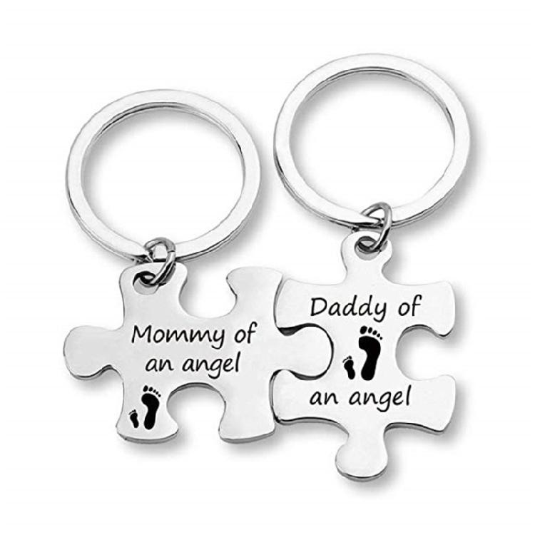 

Memorial Keychain Mommy Daddy of an Angel Puzzle Keyring Miscarriage Keepsake 1