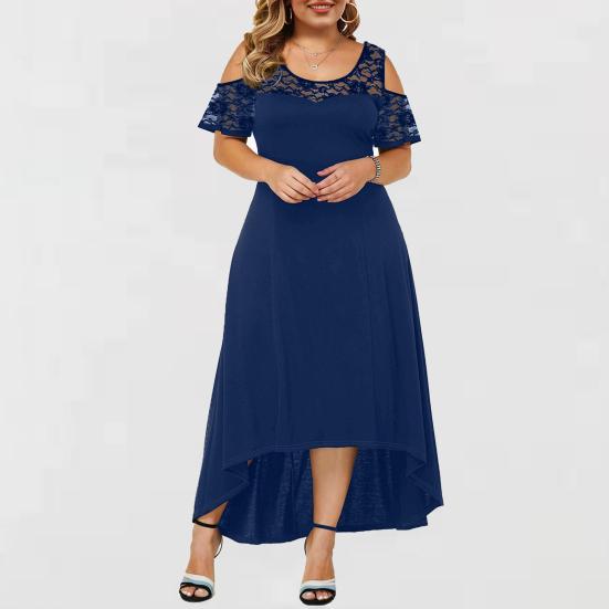 Vår Höst Dam Formell Klänning Spets Elegant Klänning Off Shoulder Plus Size Lång Sommarklänning Oregelbunden Fåll Maxiklänning Streetwear
