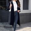 Women's Casual Long-Sleeved V-Neck Single-Button Solid Colour Wool Coat