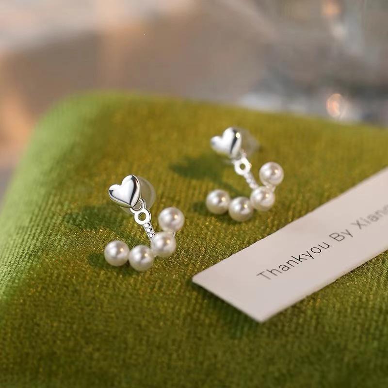 2024 New Luxury 925 Sterling Silver Heart Pearl Stud Earrings for Women - High-End Jewelry