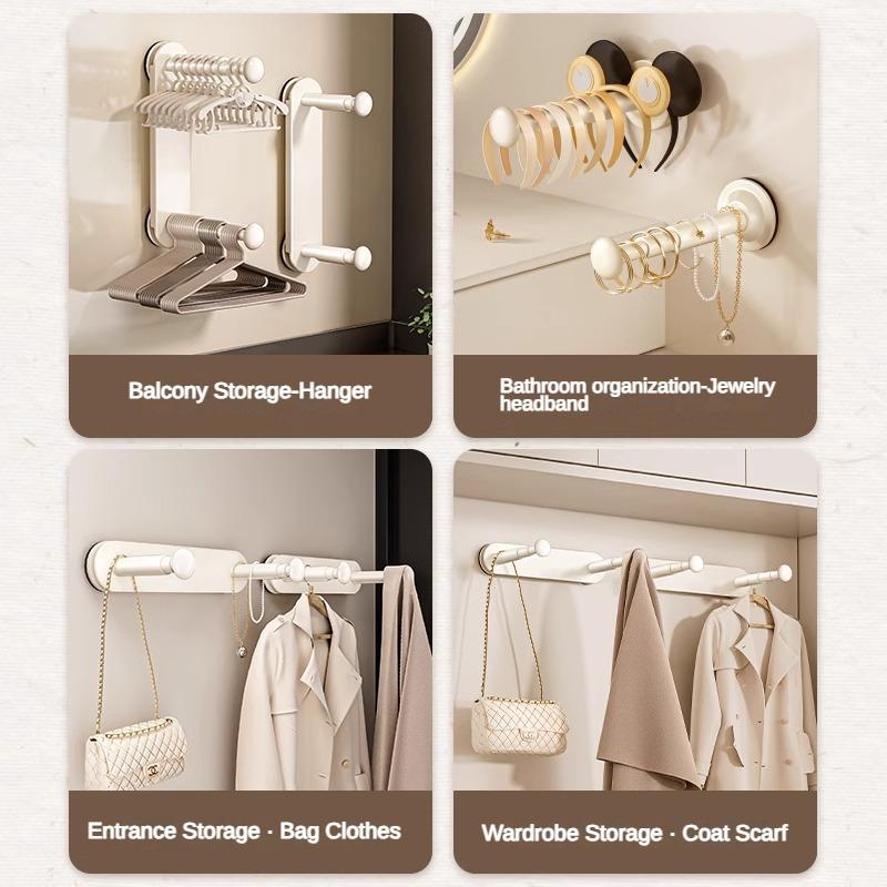 Double-ended hanger storage rack Suitable for wardrobe & balcony Possesses two poles Various types of hangers can be placed