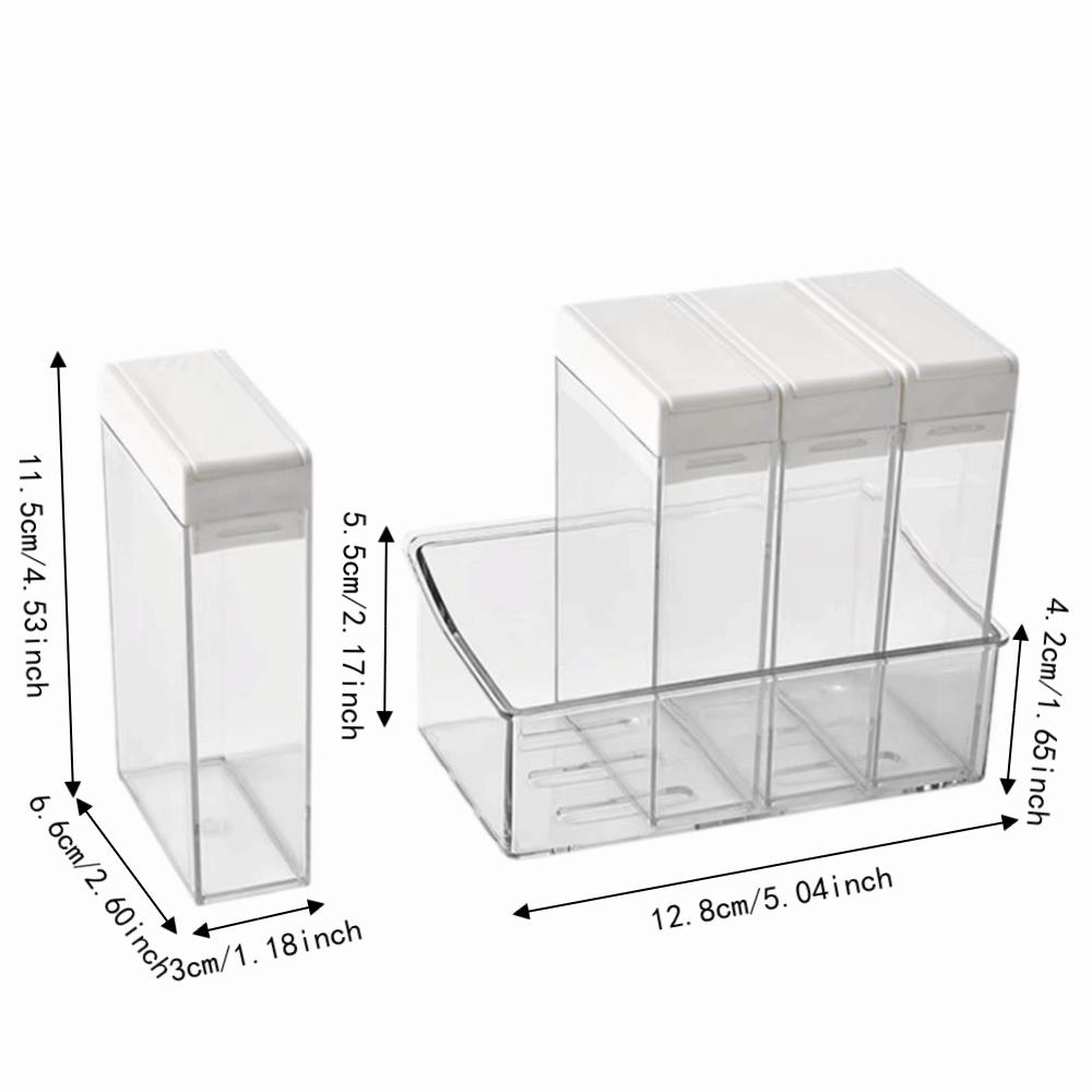 Double Hole Seasoning Condiment Box Clear Seasoning Storage Box Spices Container Set Travel