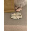 Inner Height Increase Retro Evening Wind Rhinestone Word with Fluffy Single Shoes Shoes with Skirts Mary Jane Shoes