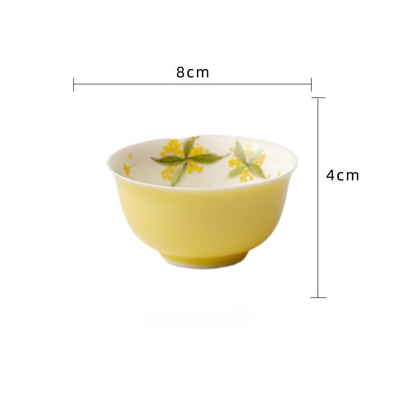 High‑Grade Hand‑Painted Osmanthus Large Thin‑Walled Ceramic Tasting Cup, Personal Master Cup for Kung Fu Tea Ceremony Practice