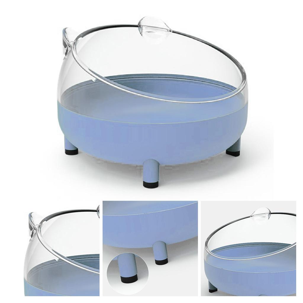 Pet Bowl Prevent Slip 4 Feet Raised Removable Burr Free Cute Cat Puppy Dish for Food Water Blue
