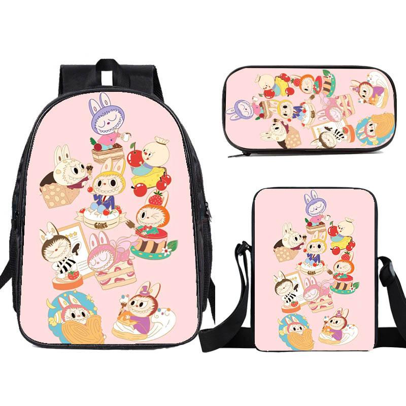 

School bag New Labu double-layer bag Student men s and women s school supplies Cute cartoon high-value sweet campus bag hanging bag