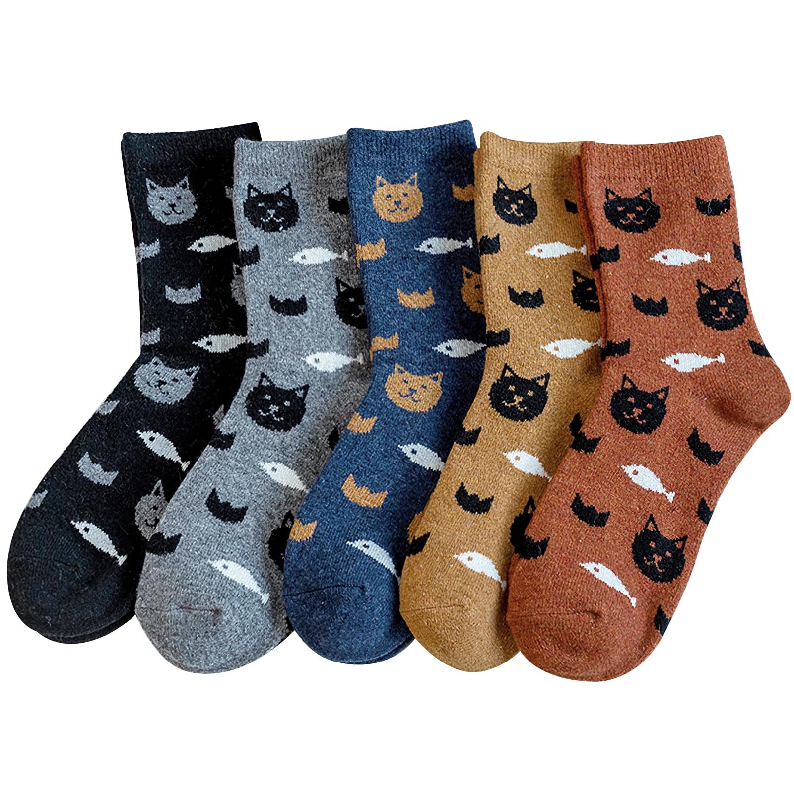 

Зимние носки Cute Cat Extreme Cold Cat Холодный запах пота Быстро не становится Cat 5 пар Cat [AOY] женские [с логотипом, 360° тепло, защита] носки,