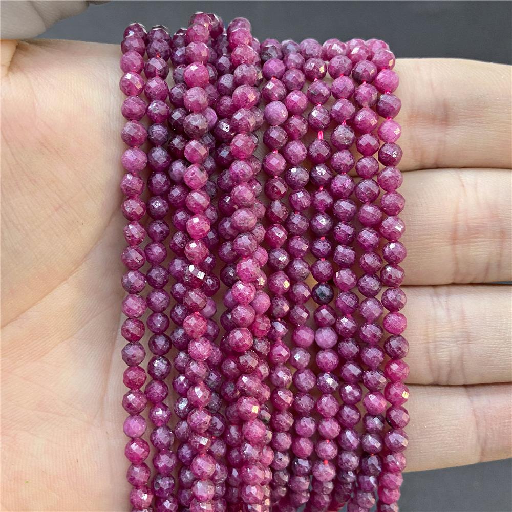 Faceted Natural Stone Pink Rose Quartzs Crystal Beads Round Amethysts Loose Beads for DIY Jewelry Making Necklace