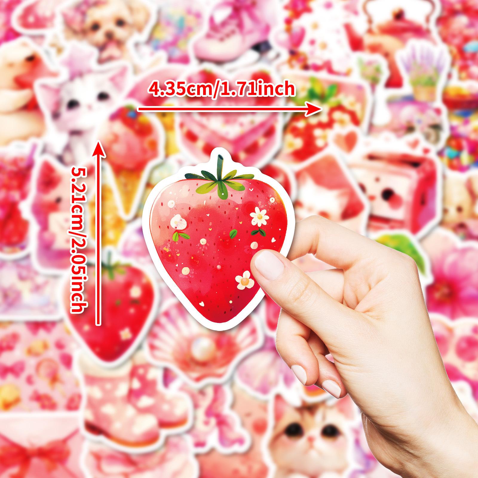 

50 Милых Розовых Наклеек Граффити Mix and Match Клубника Единорог Ракушка Неповторяющиеся Водонепроницаемые Декоративные Наклейки