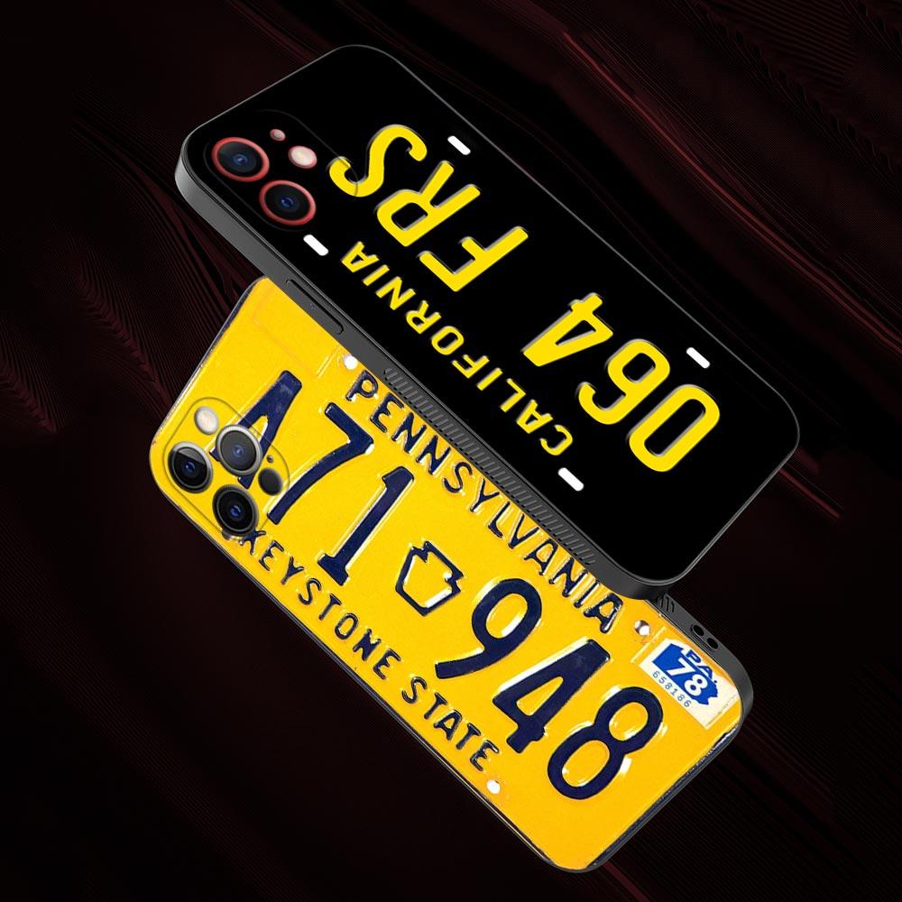 Retro Funny License Plate Number Car Case For Apple iPhone 15 14 13 12 11 Pro Mini XS Max XR X 7 8 Shell Capa