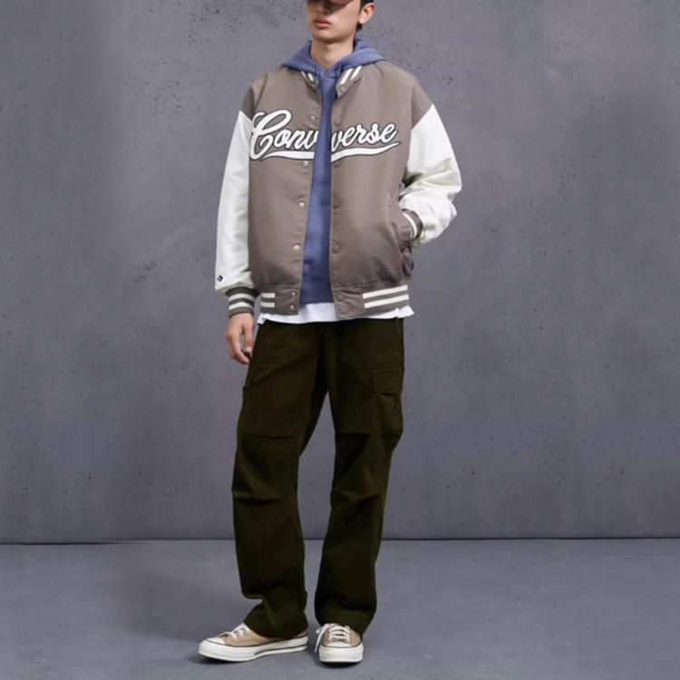 New Converse Baseball Jacket Unisex Khaki 10026912-A05