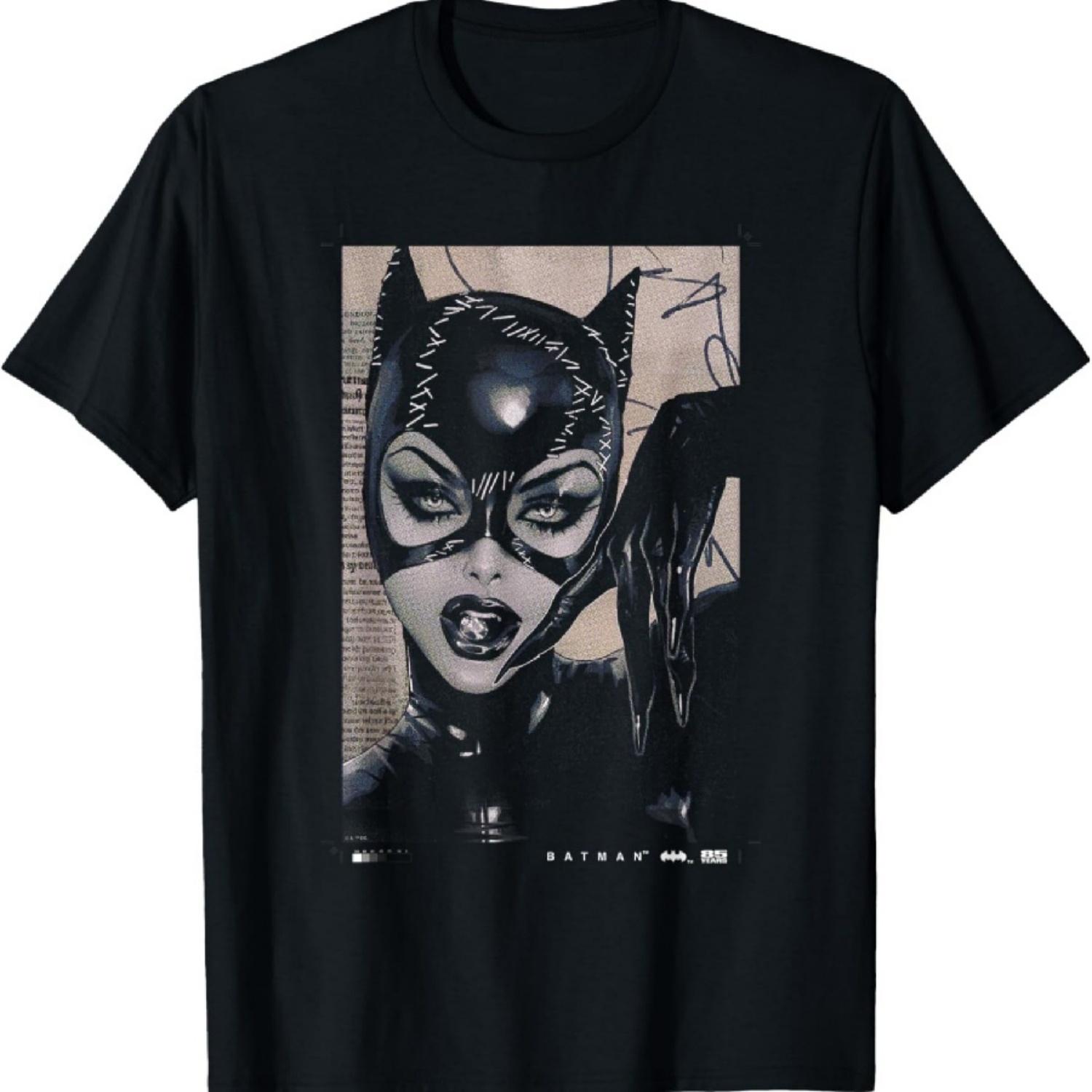 

Футболка с обложкой комикса к 85-летию Бэтмена и Женщины-кошки L чёрный
