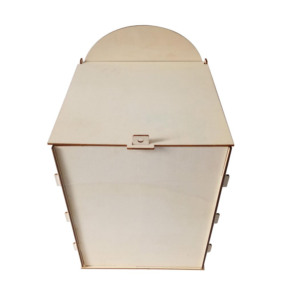 DIY Wooden Wedding Mailbox Post Box with Lock Rustic Hollow Gift Card Holder for Reception Wedding Anniversary Party