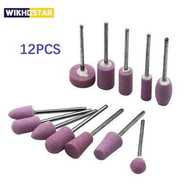 12Pcs Abrasive Polishing Mounted Stone For Rotary Tools Grinding Stone Wheel Head Tools 2.35mm Shank Mini Nail Drill Bit Set