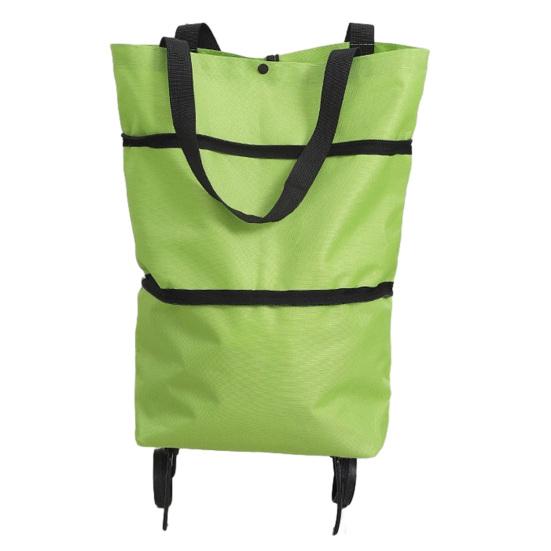 Foldable Shopping Trolley on Wheels Heavy-Duty Waterproof Oxford Fabric Collapsible Grocery Bag with Silent Wheels Rolling Shopping Cart