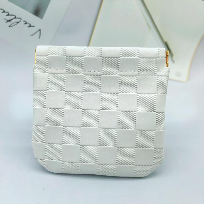 

Automatic Closing Card Holder Fashion Plaid Pu Leather Storage Bag Earphone Bag Portable Travel Cosmetic Bag белый