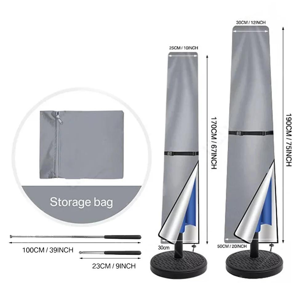 

170*35 Cm Waterproof Umbrella Cover Heavy Duty Cover 210D PVC-lined Fabric Breathable Material For Outdoor Umbrellas 170x35 cm сірий колір