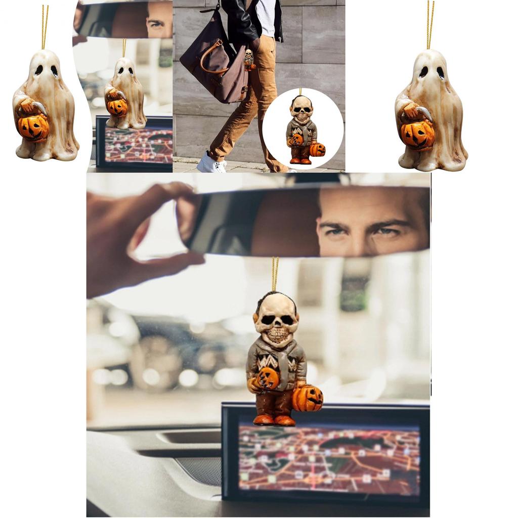 Vintage Acrylic Horror Movie Garden Gnome Rearview Mirror Decoration For Halloween