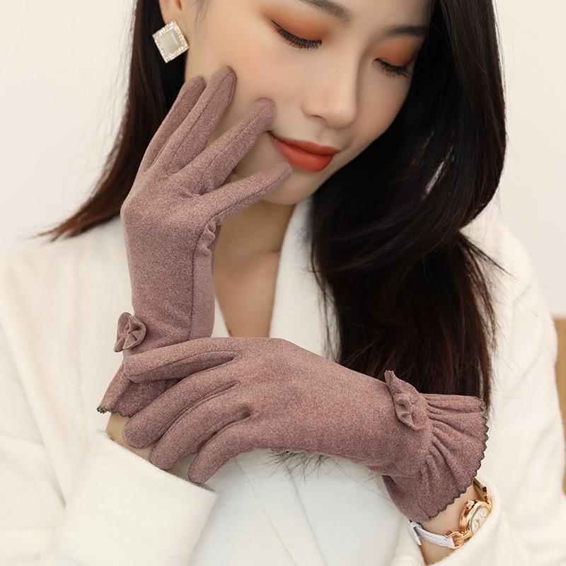 Women's Thin Cotton Touchscreen Cycling Gloves - Windproof, Warm, Velvet-lined for Spring and Autumn