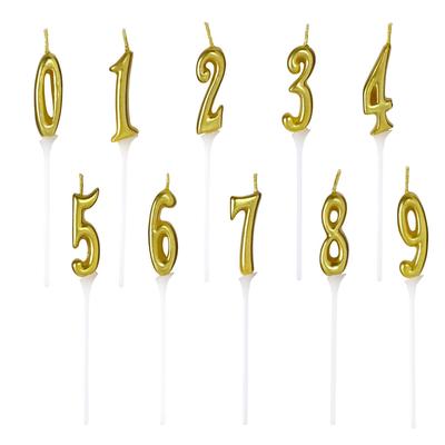 Kameyama Number Candles Mini Gold Set Number Candles Birthday 0-9 10-piece