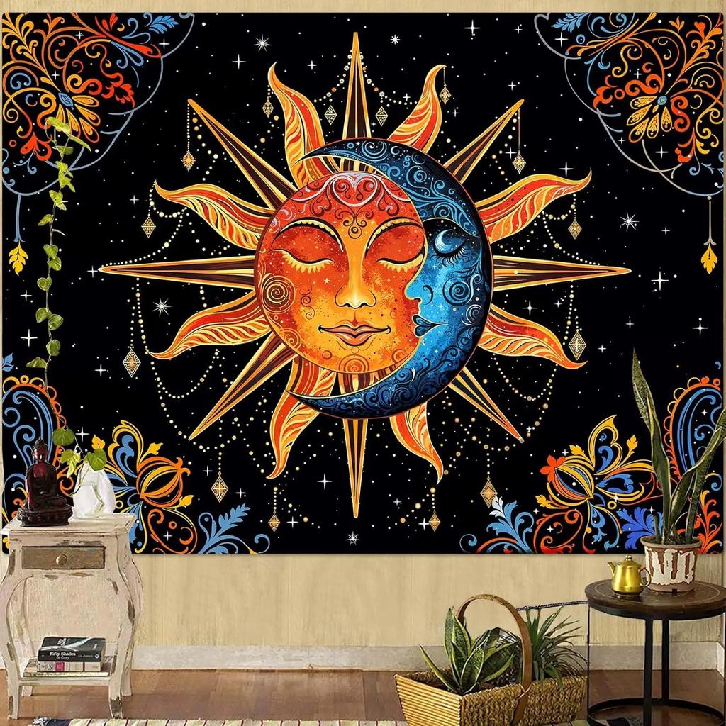 VIKAMA Bemaltes Glas Lebensbaum Wandteppich Vintage Bunte Blätter Böhmischer Kunststil Wohnzimmer Raum Heimdekoration