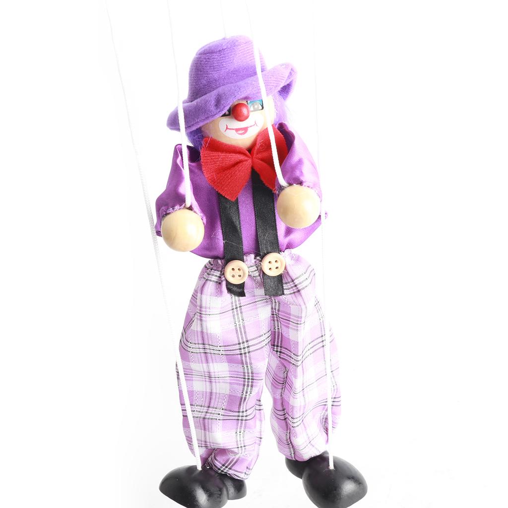 Lustige Bunte Ziehtheaterpuppe Vintage Clown Holzmarionette Handwerksspielzeug Gelenkbewegung