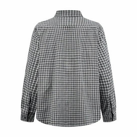 Exklusives Hochwertiges Unisex Kariertes Baumwoll Langarm Lockere Passform Hemd