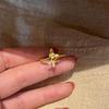 Open Ring French Vintage Butterfly Vine Design Elegant Diamond Studded Gold Ring for Women