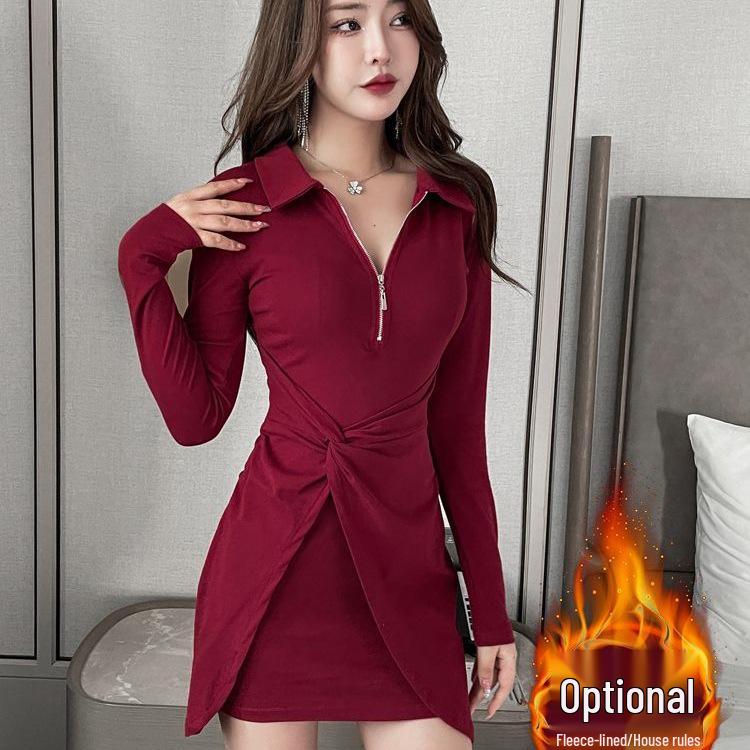 Autumn/Winter Chic Waist-Cinched Bodycon Dress