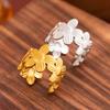 Chrysanthemum Stainless Steel Non-Fading Daisy Ring - Titanium Steel Open Design with Vacuum Electroplating.