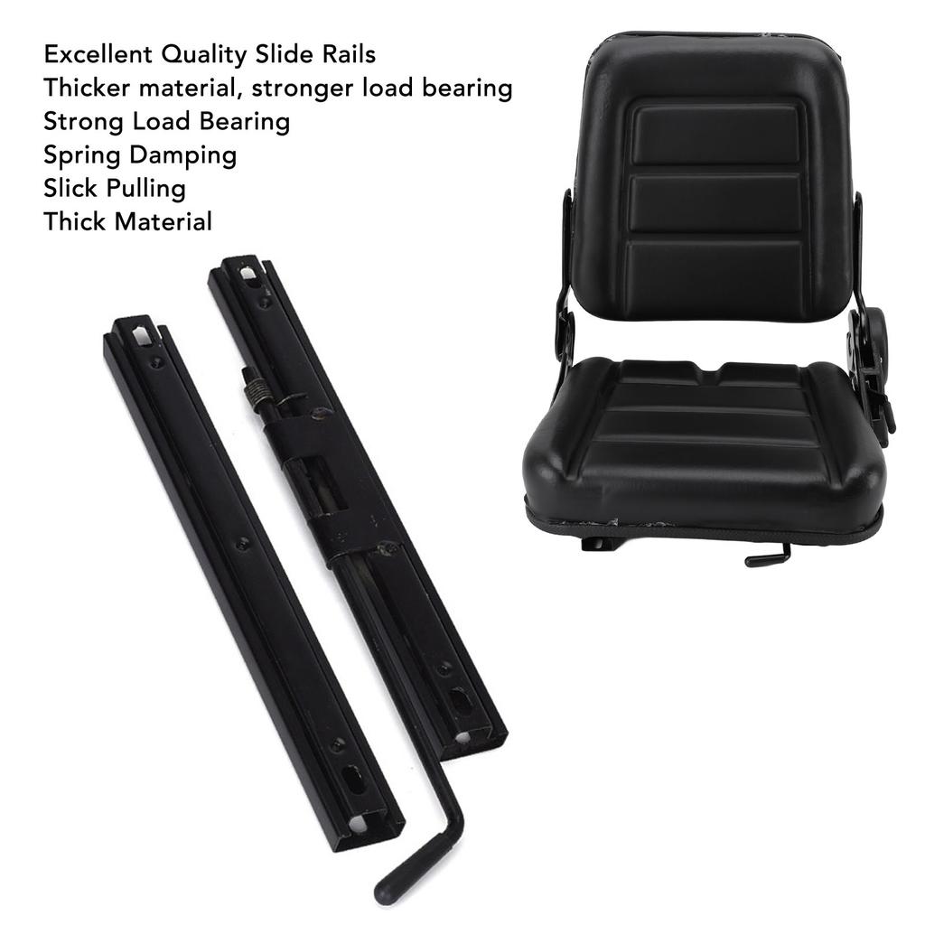 Forklift Seat Tractor Seat Rounded Curved Corners PU Leather Backhoe Seat Replacement for Forklift Skid Loader Dozer Telehandler