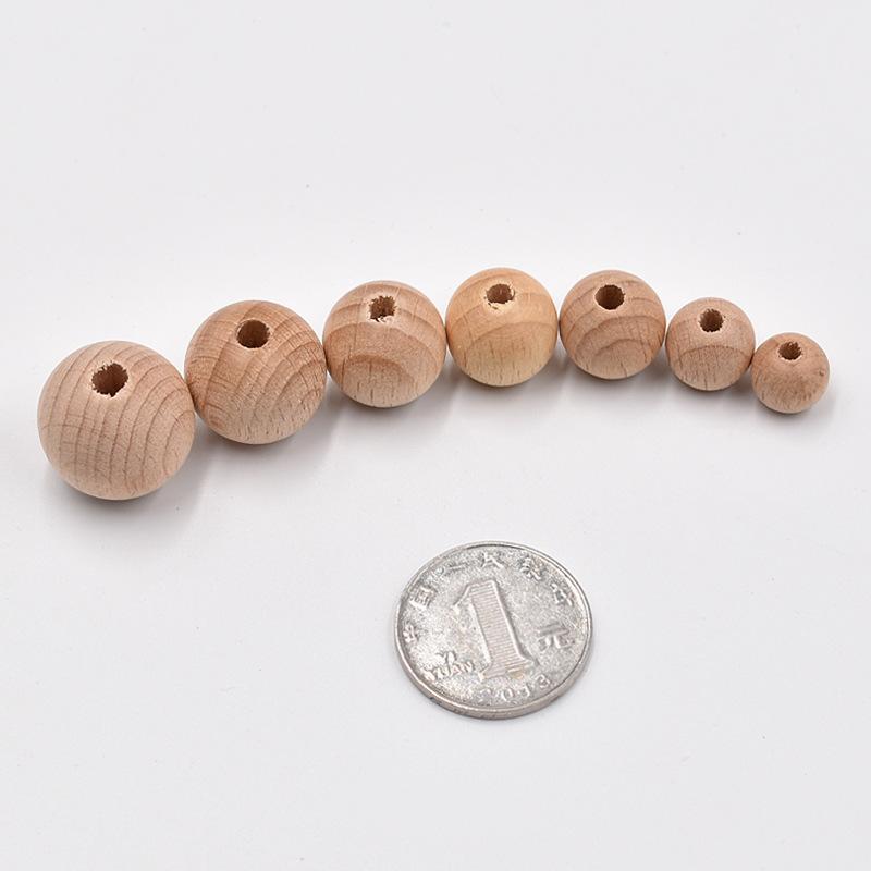 50pcs Beech Wood Round Pearl Ball Wooden Spacer Craft Beads Farmhouse Decor Jewelry Making