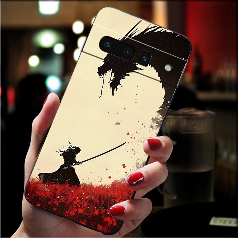 For Google Pixel 10 9 Pro XL Silicone Phone Soft Case For Google Pixel 9A 8A 7A 6A 5 Cover Shell Japanese Samurai Sword Anime