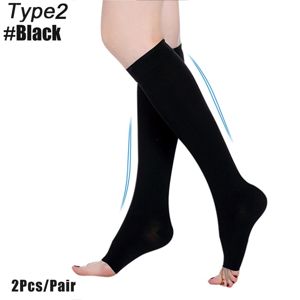 Open Toe Knee-High Medical Compression Stockings Varicose Veins Stocking Compression Brace Wrap Shaping For Women Men 18-21Mm