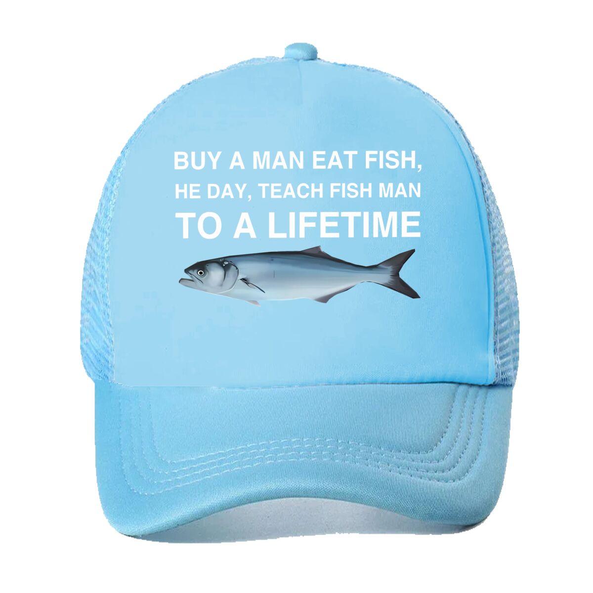 “Teach Fish Humor, Meme Design” Mesh Baseball Cap One Size