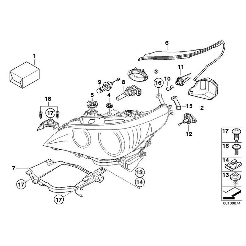 Black Headlight Mounting Brackets Support 63126936090 63126936089 Fit For BMW 5 Series E60 E61 525I 528Xi 530I Auto Accessories