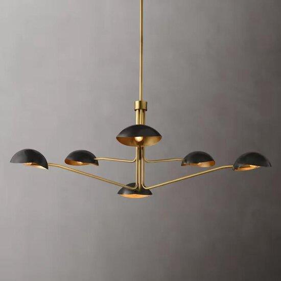 Lustre Sputnik Feito à Mão em Latão Preto e Antigo – Luminária Italiana Mid-Century