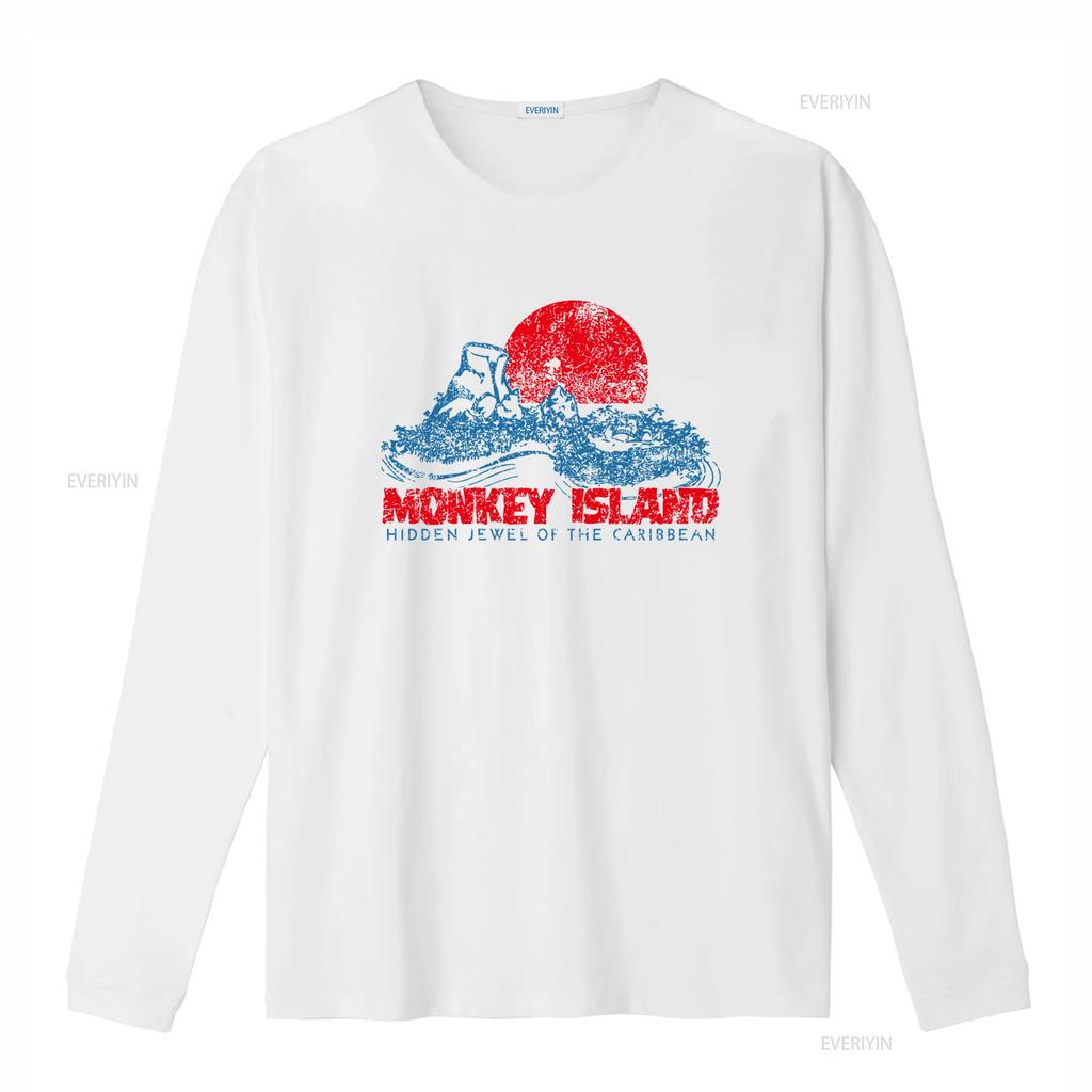 T-shirt Monkey Island Joyau Caché des Caraïbes Style Rétro vintage Lavé Étiré graphique Décontracté Doux streetwear