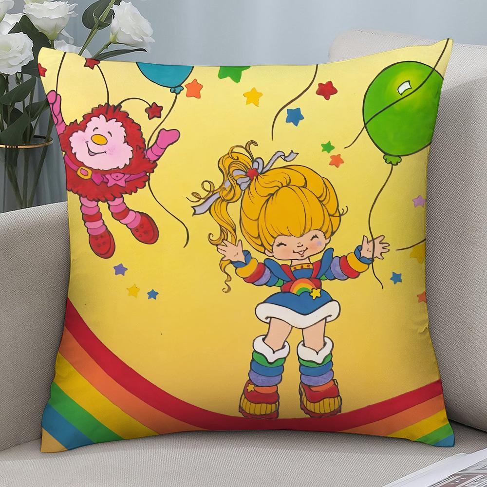 

Милая наволочка R-Rainbows B-Brite, короткий плюшевый чехол для подушки, диванная декоративная, подарок для дома, двусторонняя печать, наволочка для подушки 16x16Inch