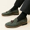 Britain New Men's Pointed Suede Tassels Flats Leather Shoes Male Casual Loafers Formal Dress Footwear Sapatos Tenis Masculino