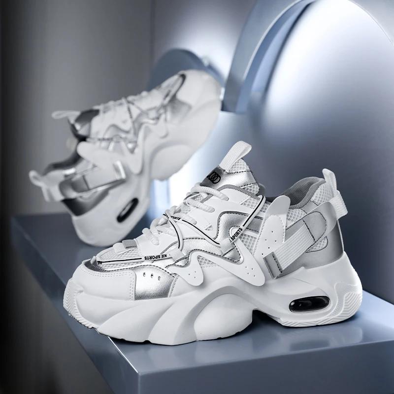 Outdoor Men Casual Sneakers Designer Thick Bottom Walking Footwear Breathable Sport Shoes Lightweight Anti Slip Athletic Shoes