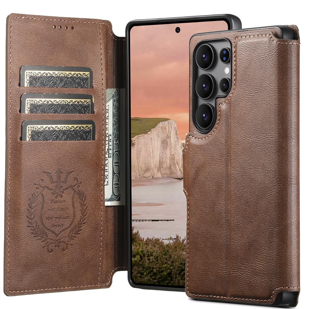 Magsafe Magnetic Suction 2 In 1 Suitable for Samsung S25U Mobile Phone Case Magnetic S24Ultra Flip Leather Case S23Ultr