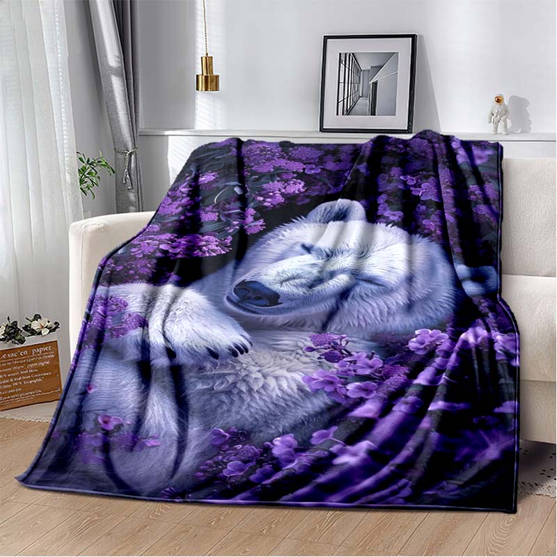 Cute Fox In Starry Mountain Night Fleece Blanket, Warm Throw Blanket for Living Room, Office, Game Pad, Gift Idea