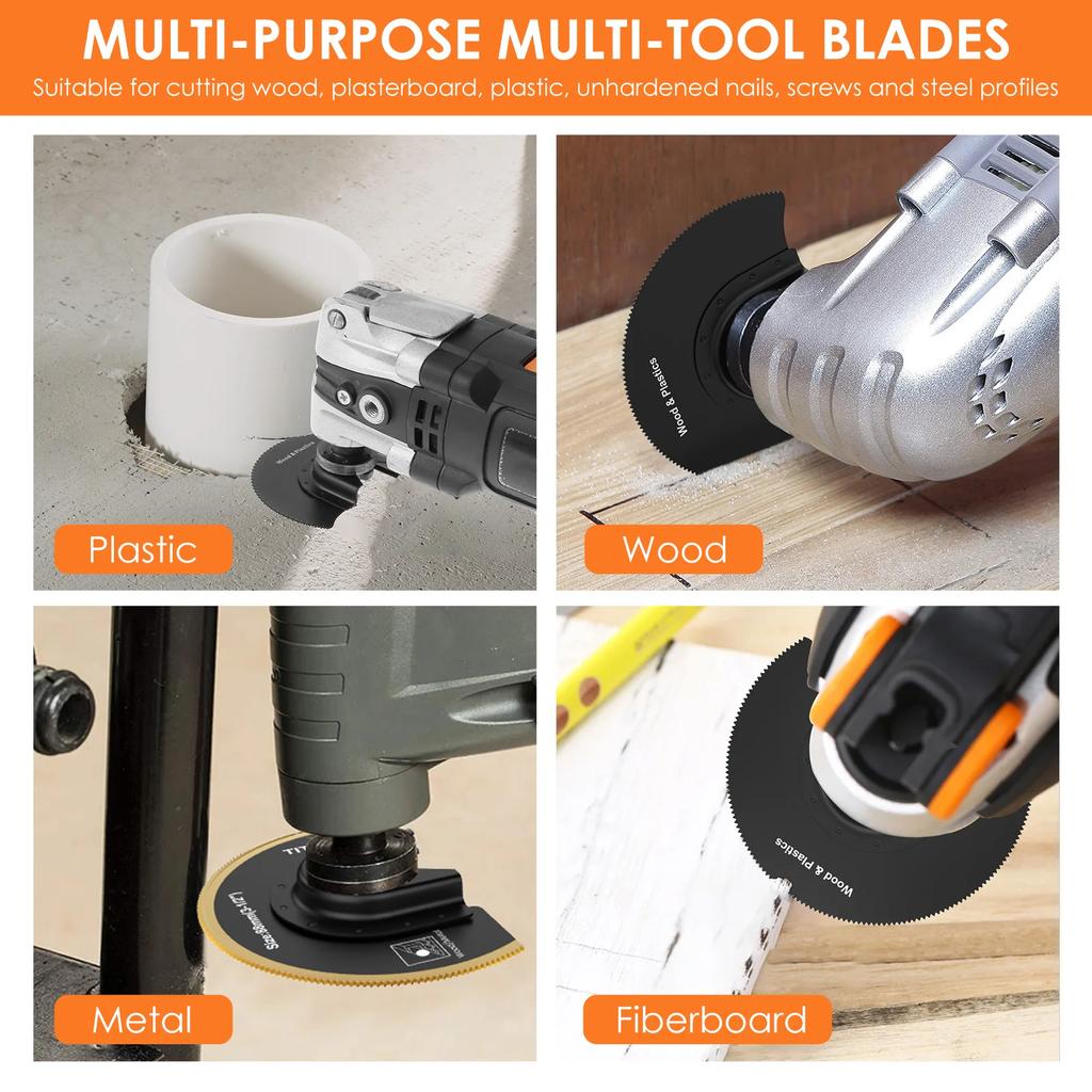 4Pcs Oscillating Saw Blades Set Universal Semi Circle Titanium Bimetal Saw Blades Multipurpose High Carbon Steel Saw Blades