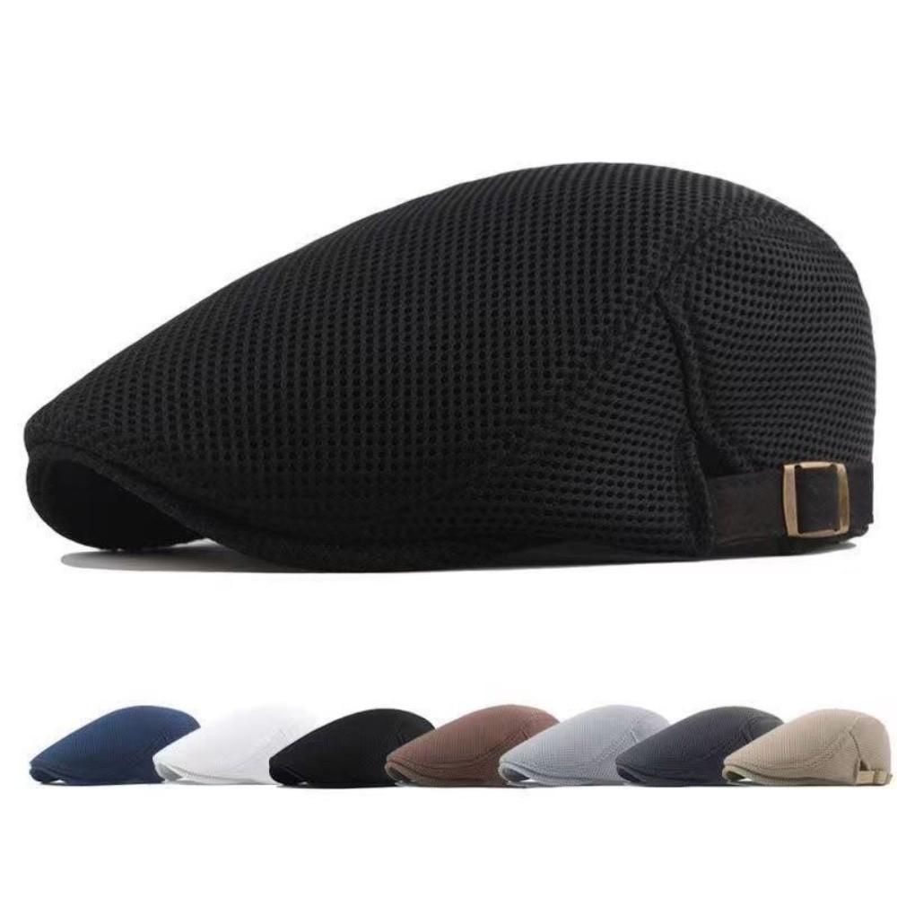 Washable Mesh Beret Cap Versatile Flat Cap Newsboy Cap Peaked Cap  Daily Outfit