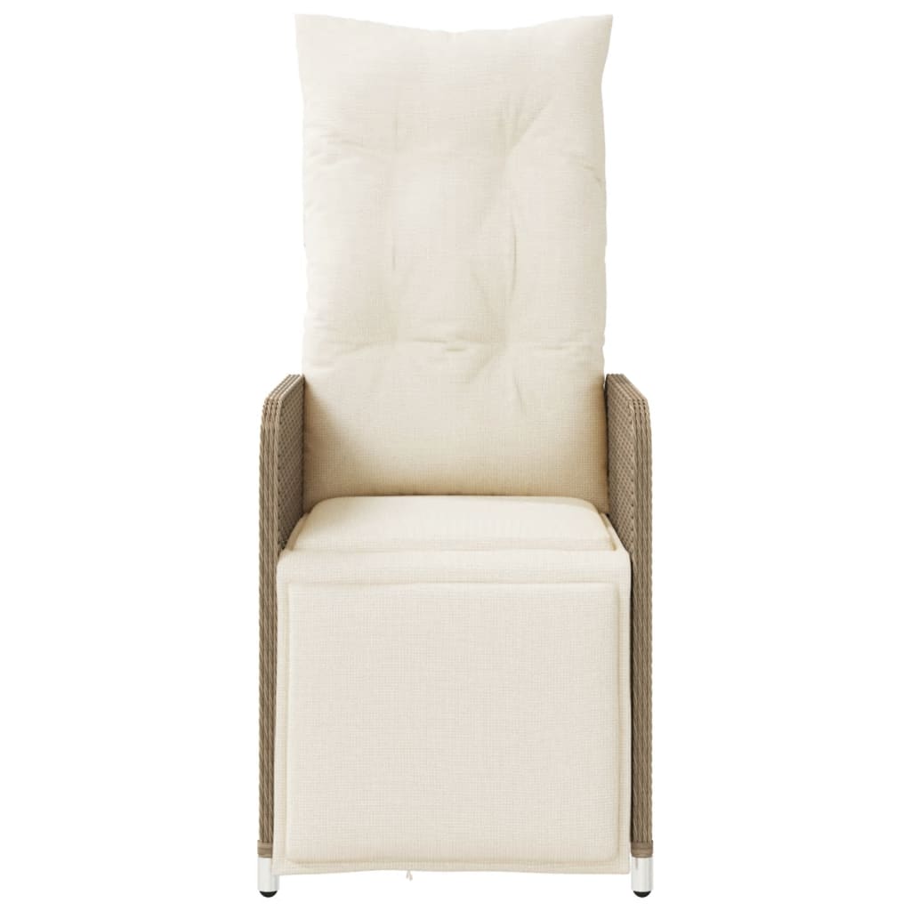 Garden Chairs 2 Pcs. Adjustable with Table Beige Poly Rattan